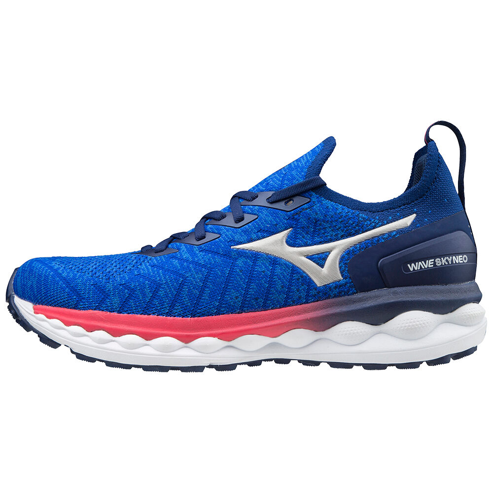 Mizuno Wave Sky Neo - Erkek Koşu Ayakkabısı - Mavi/Gümüş/Pembe Türkiye (HPABGK-932)